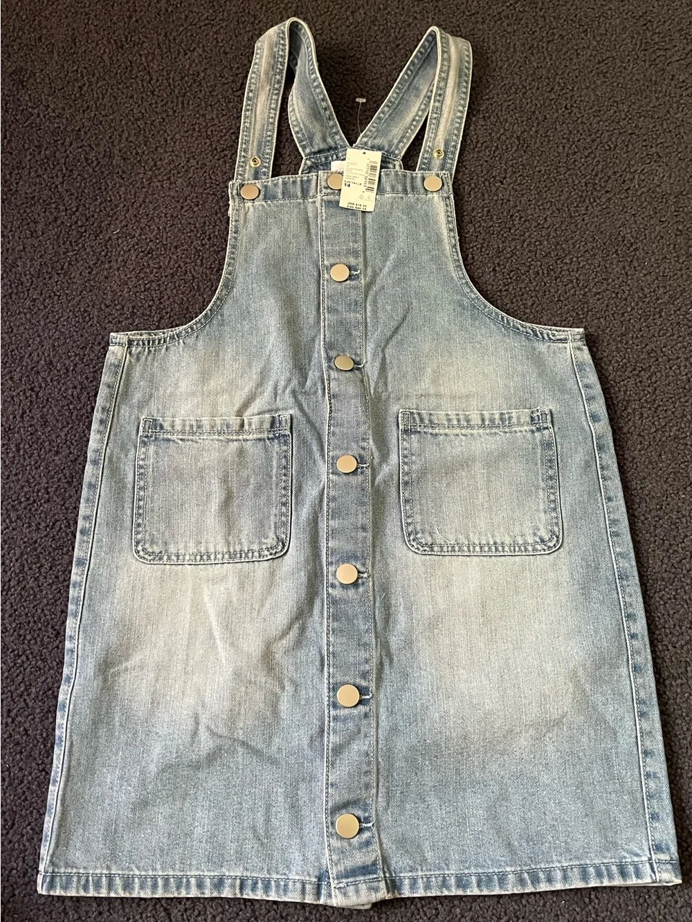 The Children's Place Light Blue Denim Overall Dress with Front Pockets - Picture 1 of 4